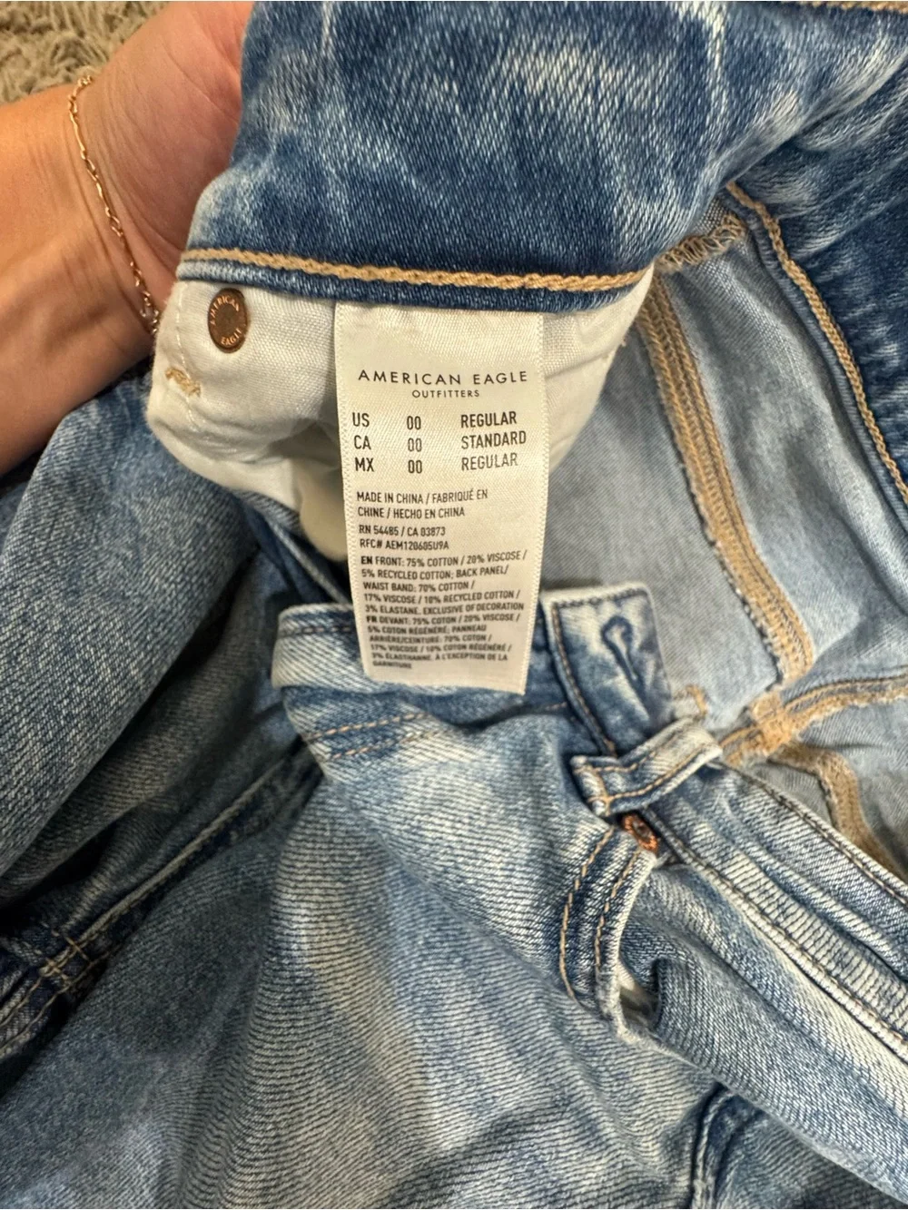 American Eagle Outfitters Light Blue Distressed Straight-Leg Jeans